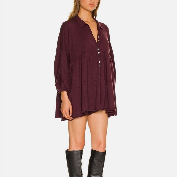 Free People Easy Kinda Love Oversized Knitted Romper in Burgundy - Picture 4 of 8